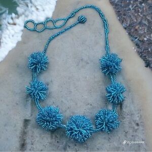 💖 Beaded Pom-Pom Statement Necklace 💖